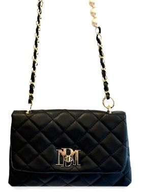 BADGLEY MISCHKA Pale Blue Tweed Bag w/Pearl Strap Embellishment - NWT